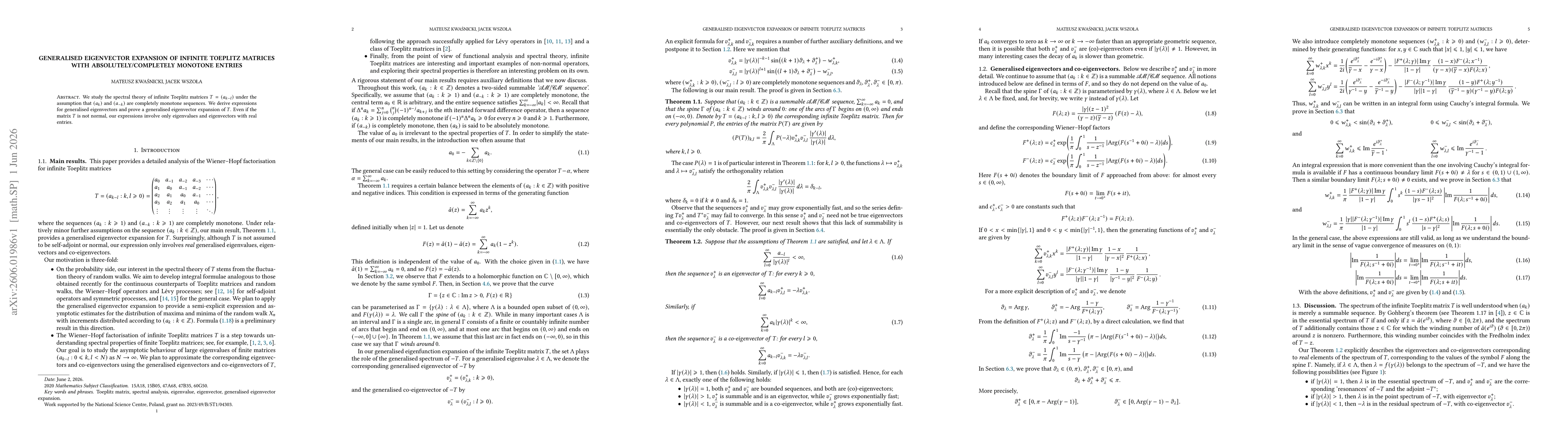 Thumbnail for Generalised eigenvector expansion of infinite Toeplitz matrices with absolutely/completely monotone entries