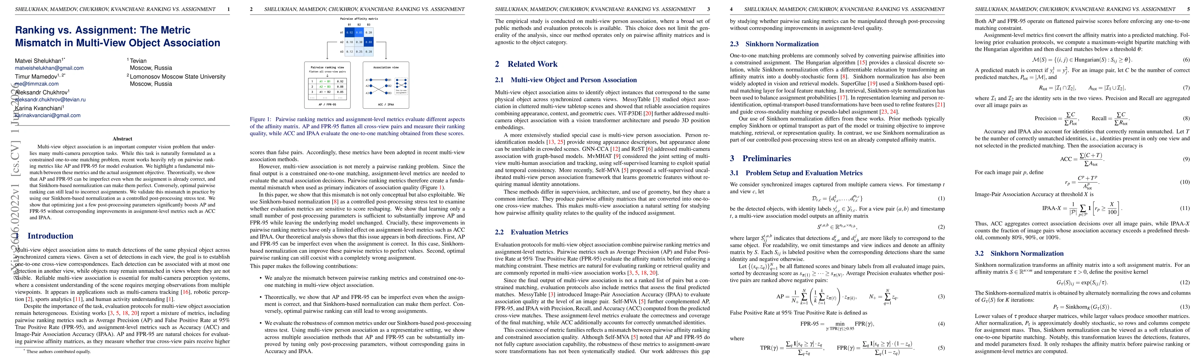 Thumbnail for Ranking vs. Assignment: The Metric Mismatch in Multi-View Object Association