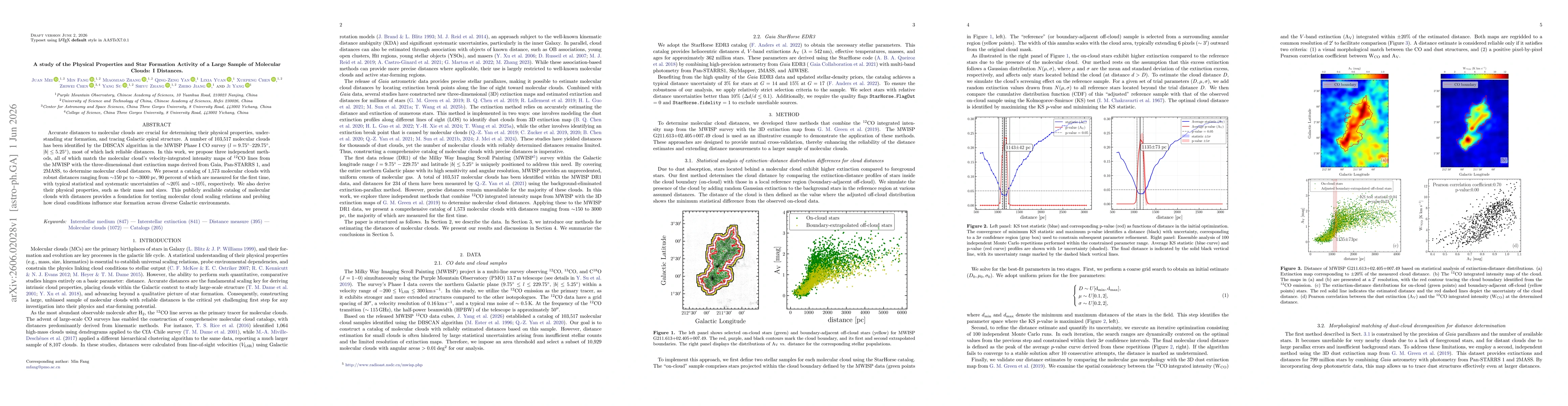 Thumbnail for A study of the Physical Properties and Star Formation Activity of a Large Sample of Molecular Clouds: I Distances