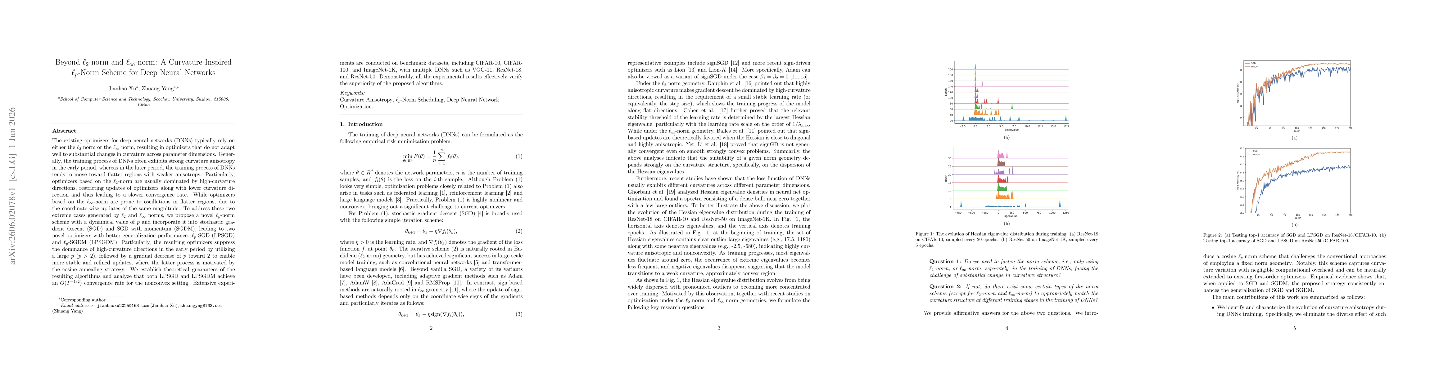 Thumbnail for Beyond $\ell_2$-norm and $\ell_\infty$-norm: A Curvature-Inspired $\ell_p$-Norm Scheme for Deep Neural Networks