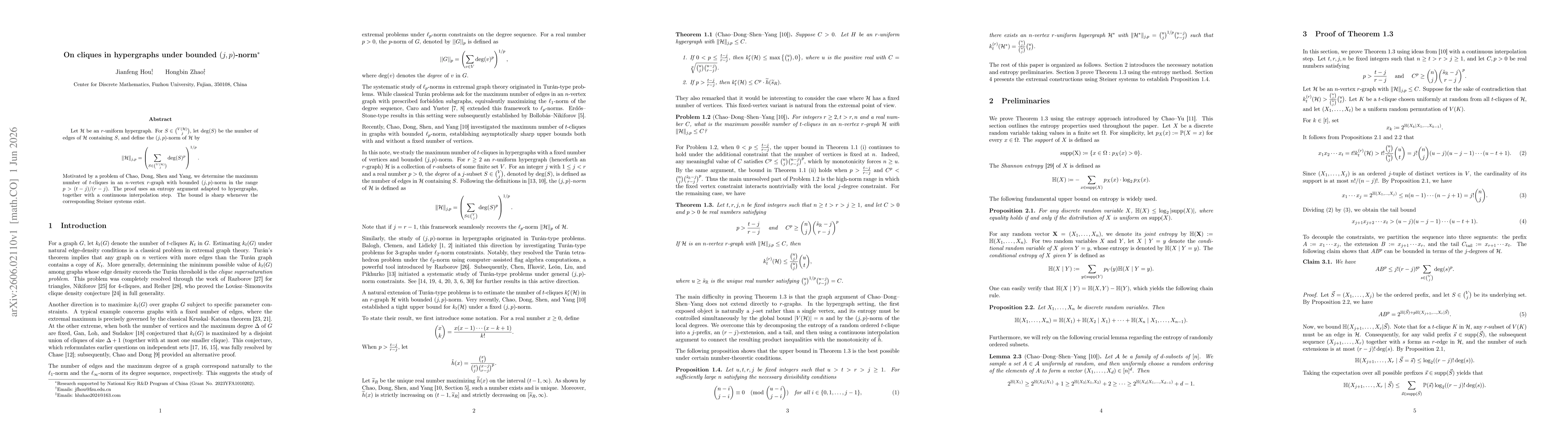 Thumbnail for On cliques in hypergraphs under bounded $(j,p)$-norm