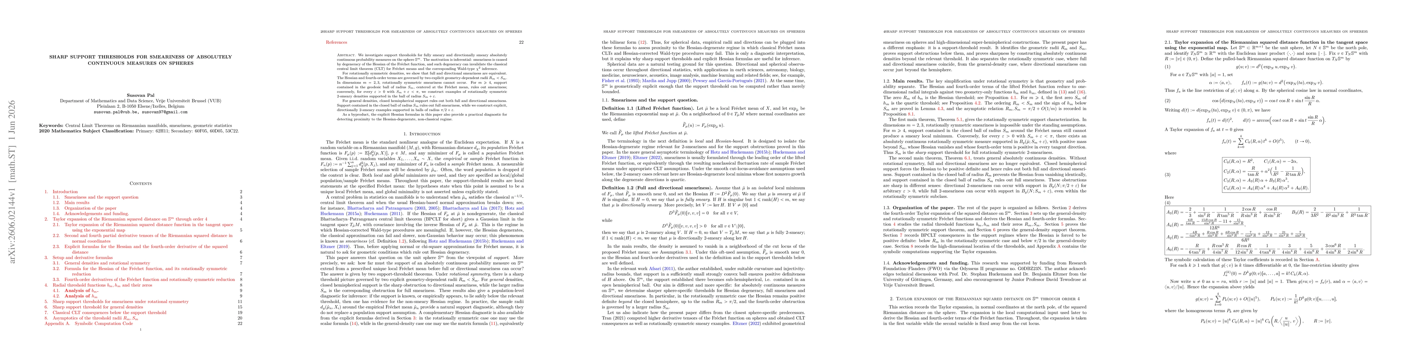 Thumbnail for Sharp Support Thresholds for Smeariness of Absolutely Continuous Measures on Spheres
