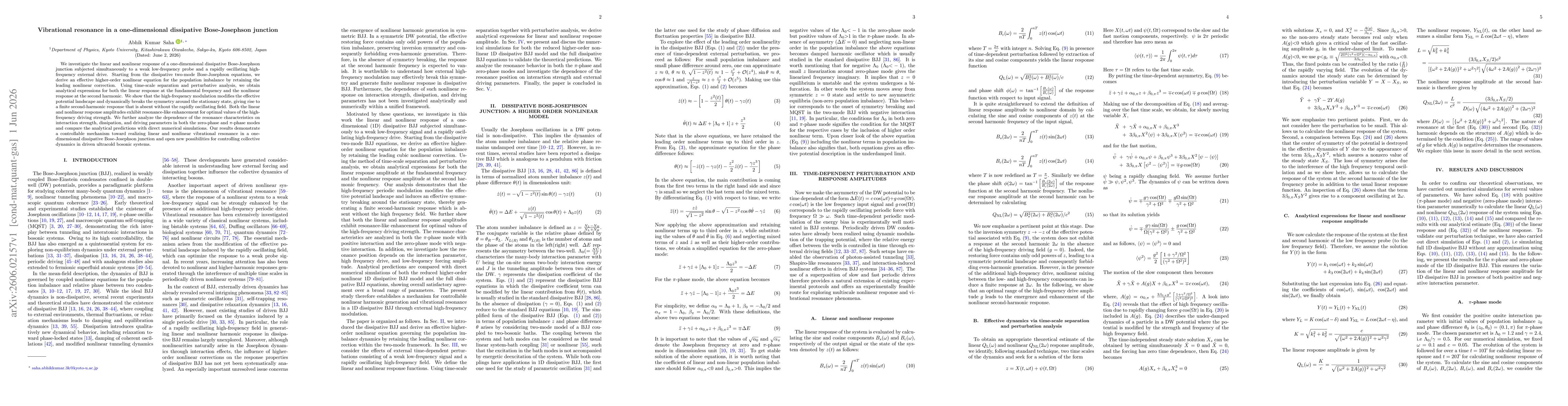Thumbnail for Vibrational resonance in a one-dimensional dissipative Bose-Josephson junction