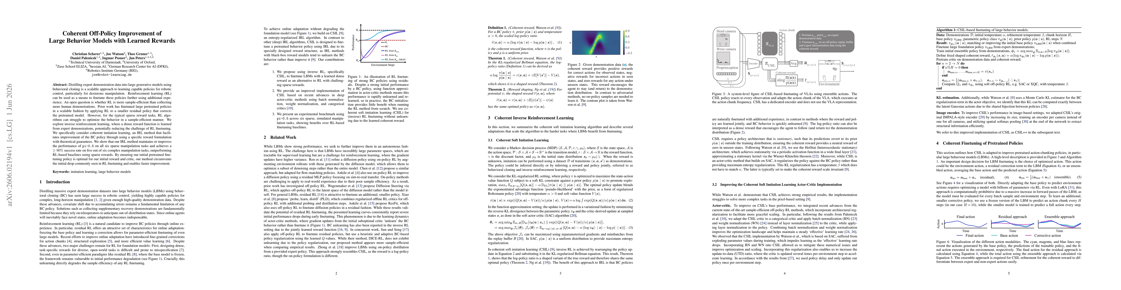 Thumbnail for Coherent Off-Policy Improvement of Large Behavior Models with Learned Rewards