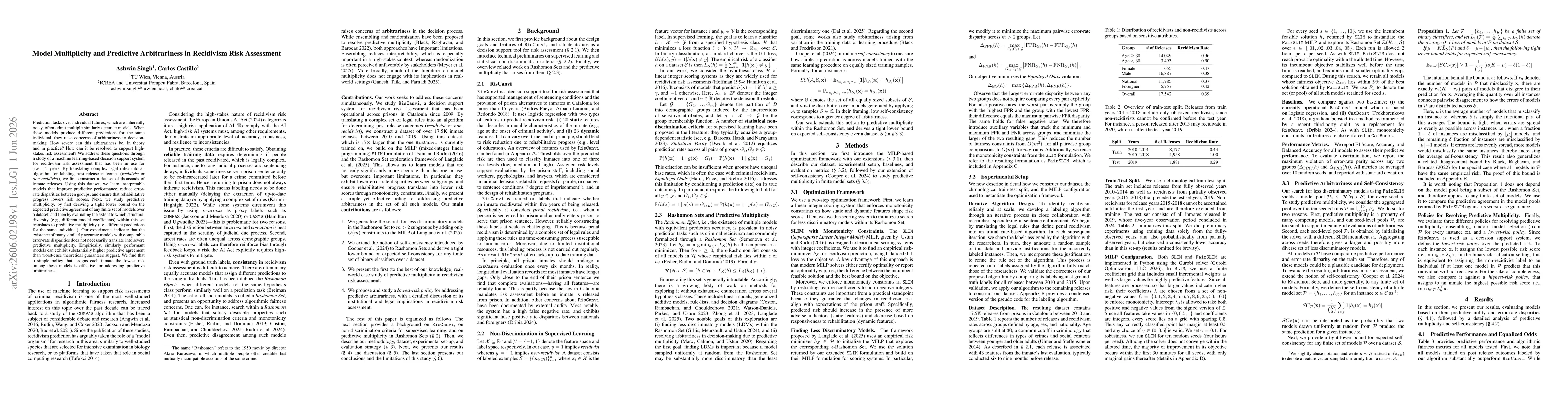 Thumbnail for Model Multiplicity and Predictive Arbitrariness in Recidivism Risk Assessment