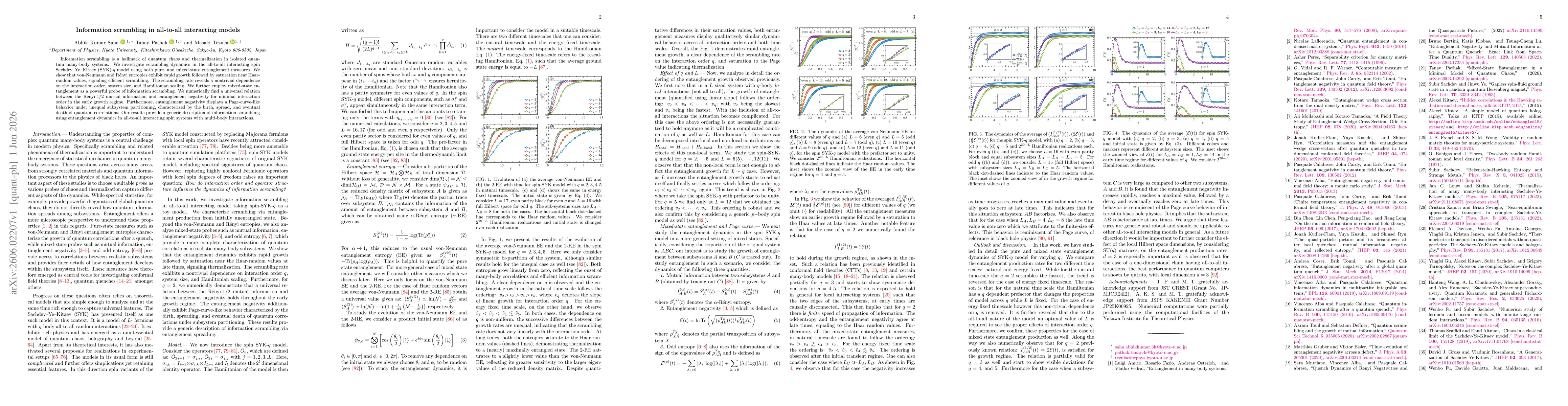 Thumbnail for Information scrambling in all-to-all interacting models