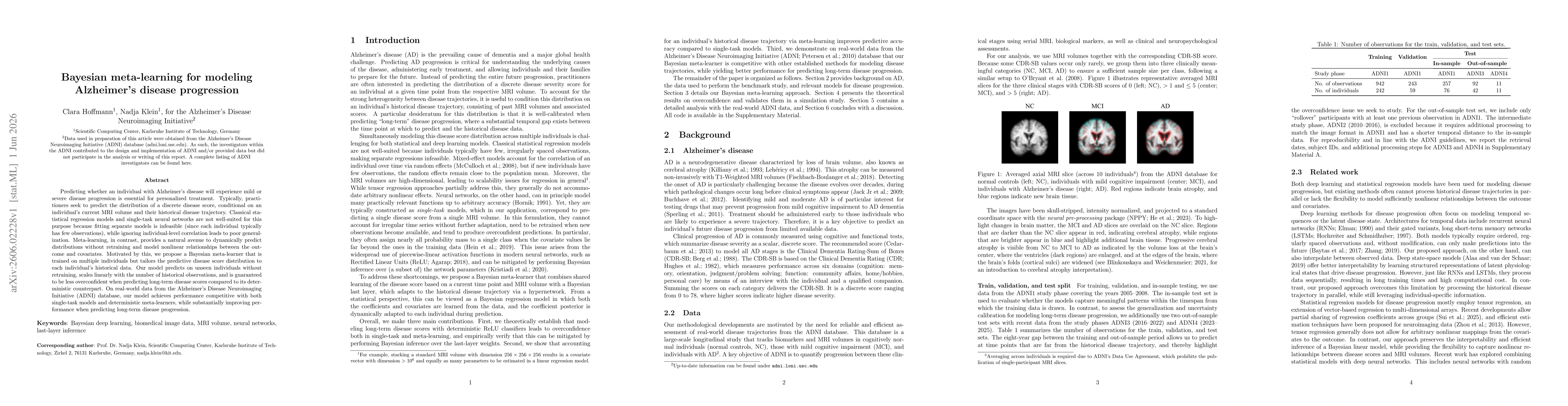 Thumbnail for Bayesian meta-learning for modeling Alzheimer's disease progression