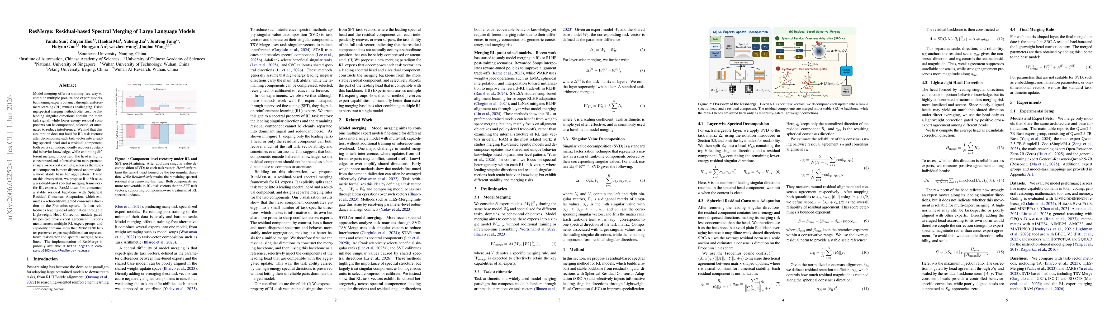 Thumbnail for ResMerge: Residual-based Spectral Merging of Large Language Models