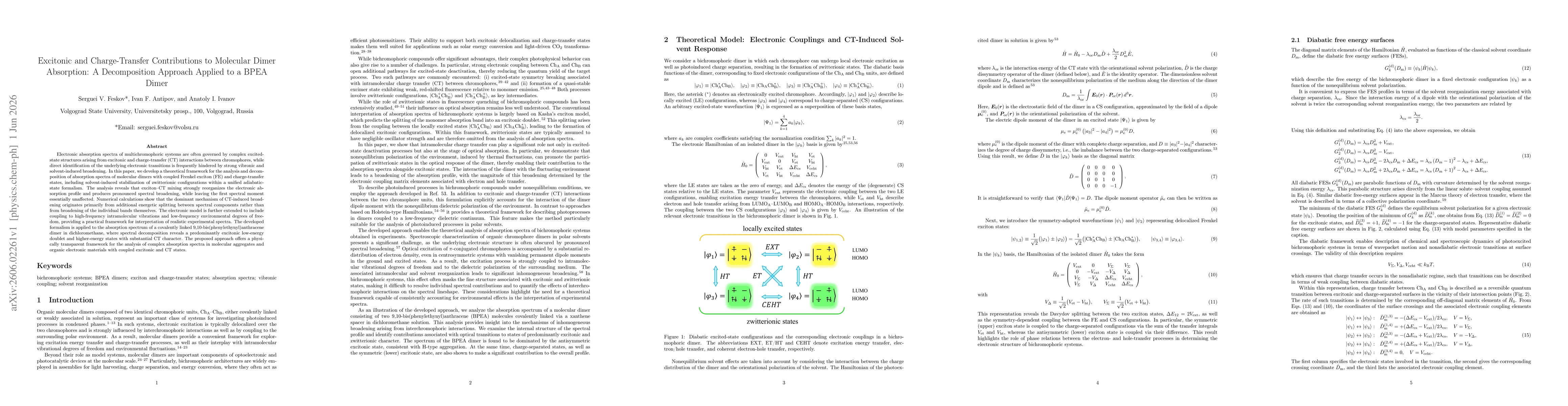 Thumbnail for Excitonic and Charge-Transfer Contributions to Molecular Dimer Absorption: A Decomposition Approach Applied to a BPEA Dimer