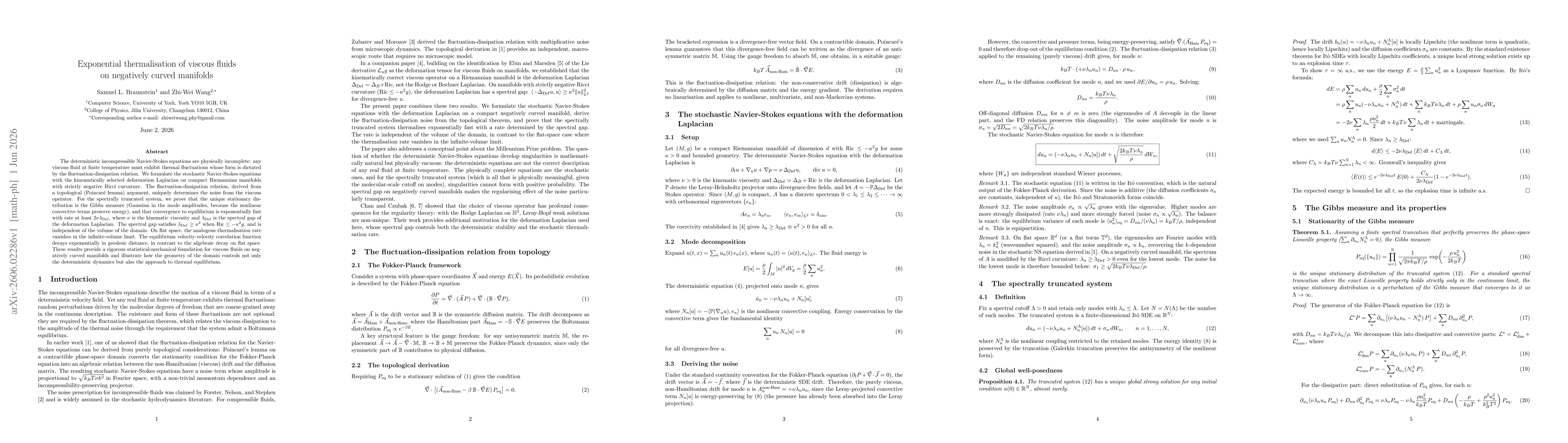 Thumbnail for Exponential thermalisation of viscous fluids on negatively curved manifolds