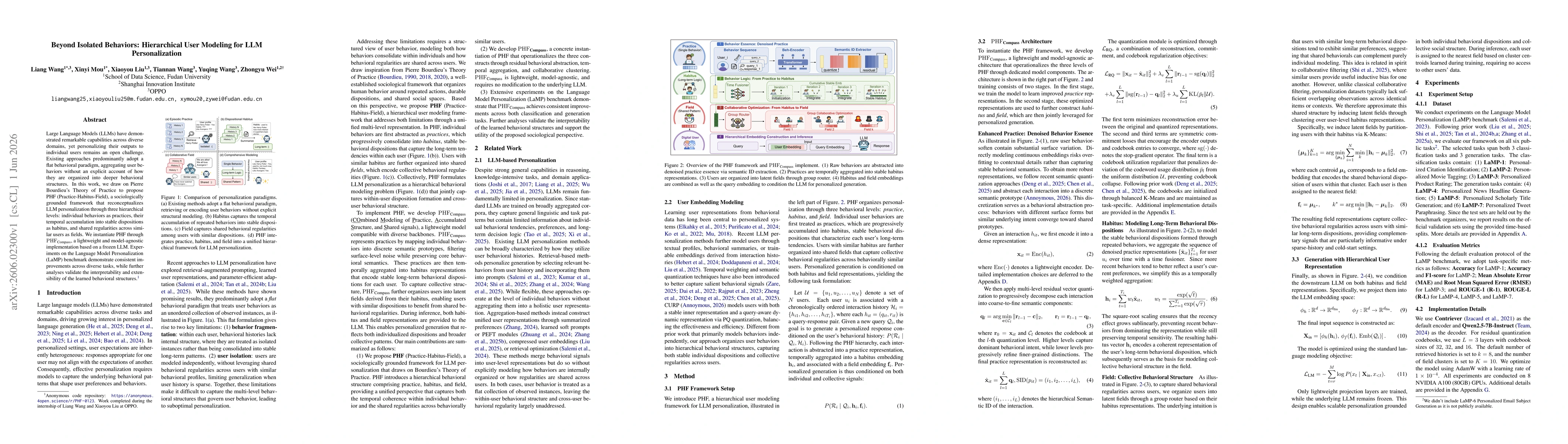 Thumbnail for Beyond Isolated Behaviors: Hierarchical User Modeling for LLM Personalization