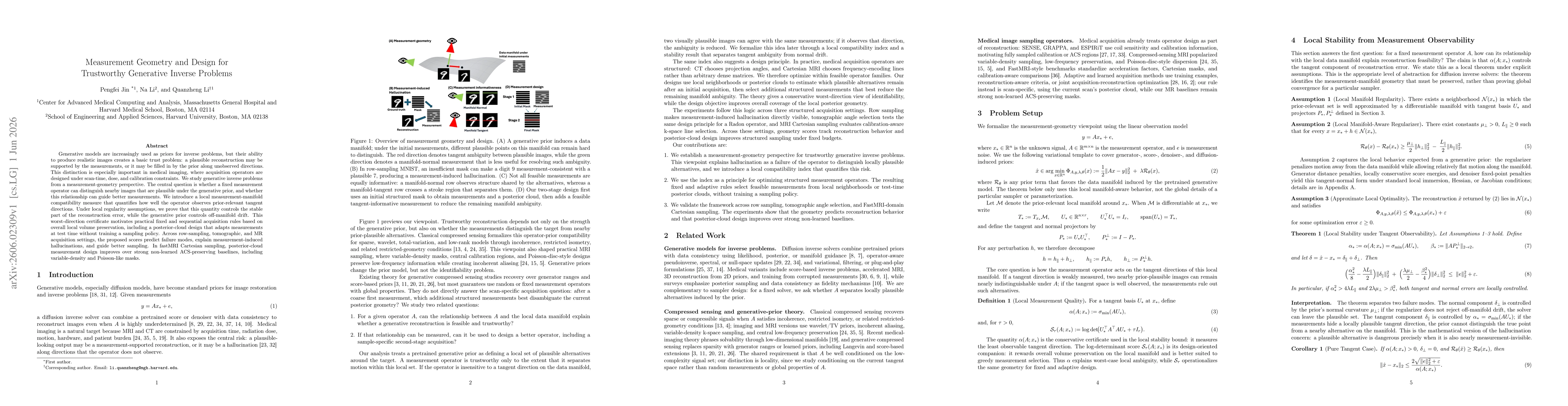 Thumbnail for Measurement Geometry and Design for Trustworthy Generative Inverse Problems