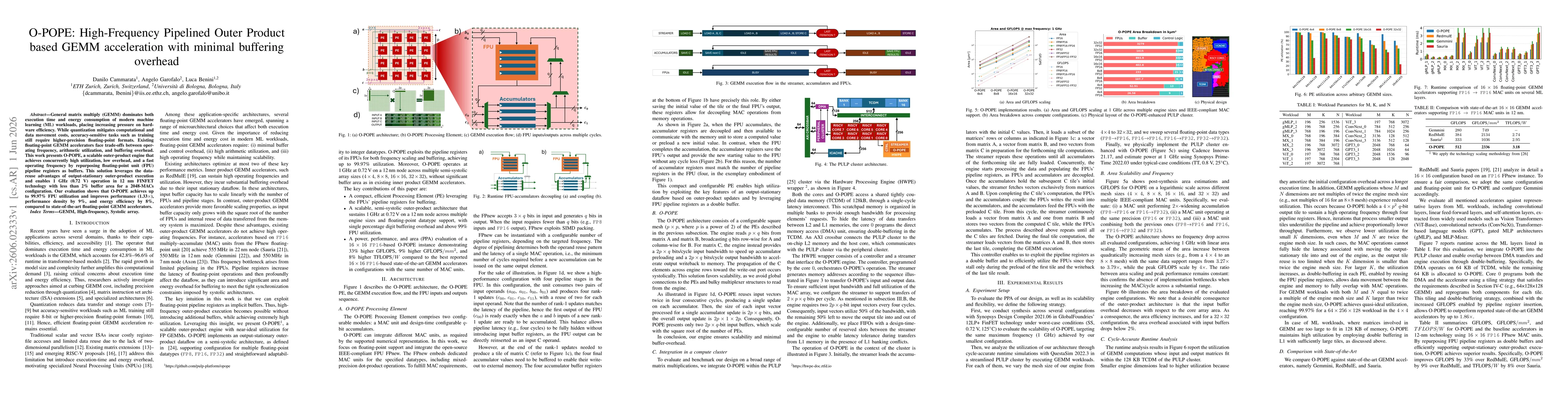 Thumbnail for O-POPE: High-Frequency Pipelined Outer Product based GEMM acceleration with minimal buffering overhead
