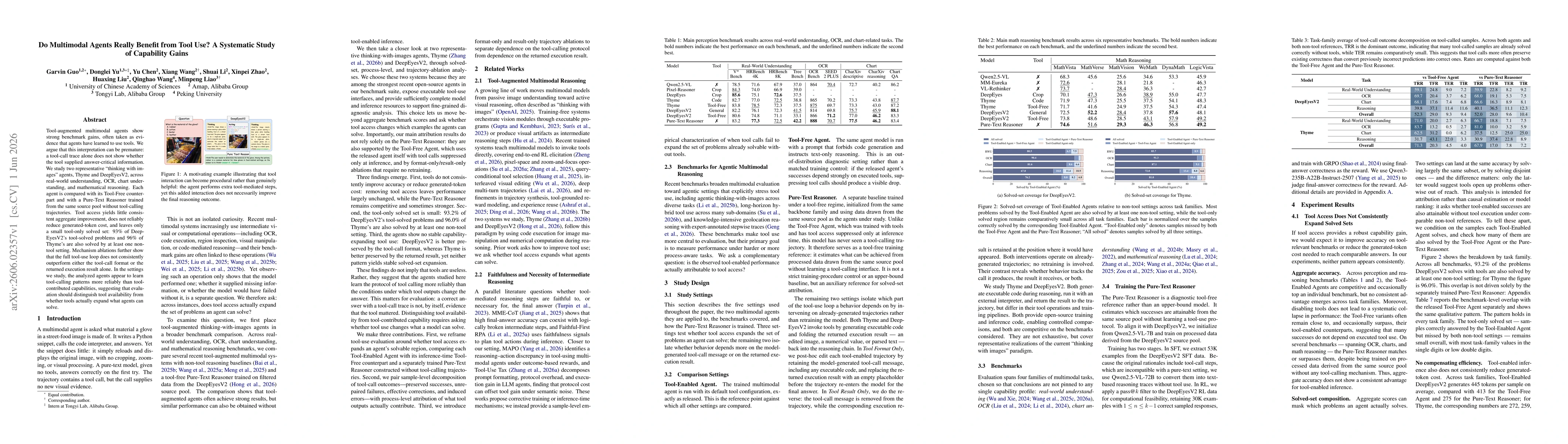 Thumbnail for Do Multimodal Agents Really Benefit from Tool Use? A Systematic Study of Capability Gains