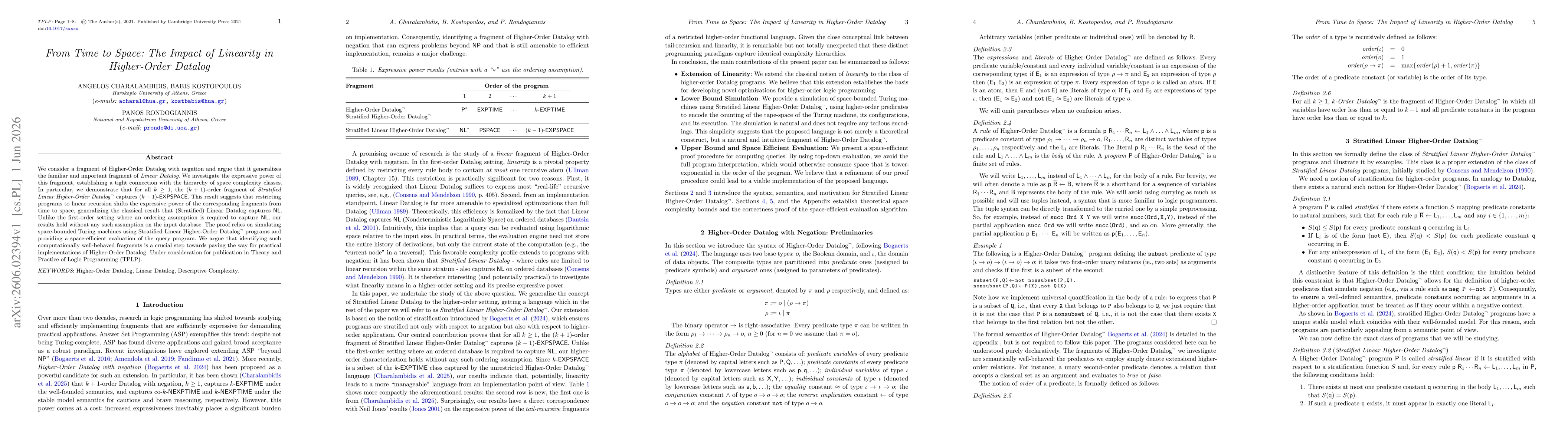 Thumbnail for From Time to Space: The Impact of Linearity in Higher-Order Datalog