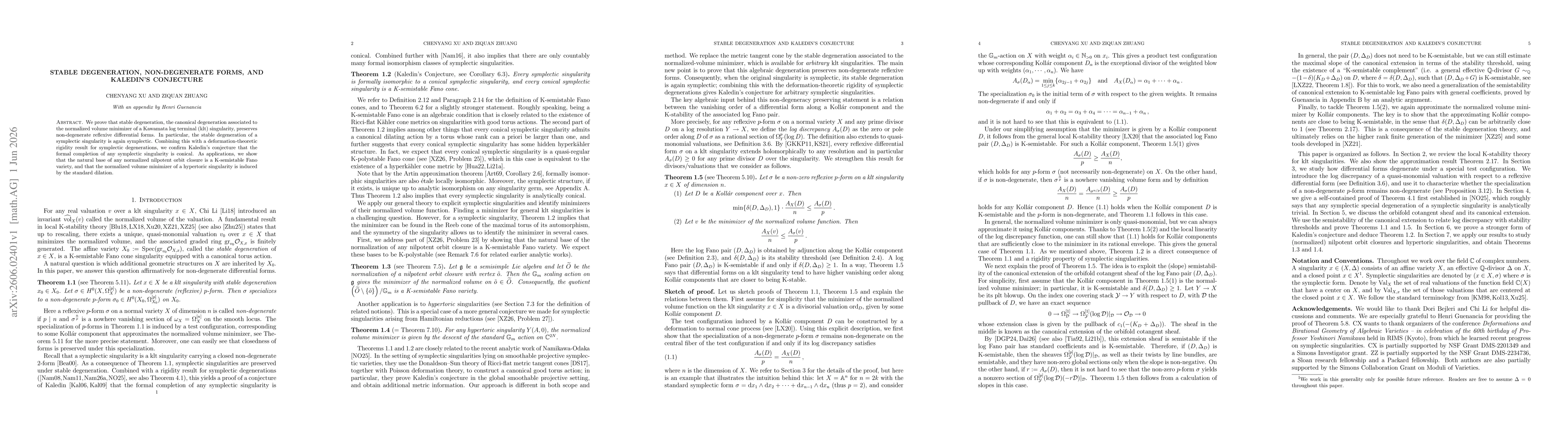 Thumbnail for Stable Degeneration, Non-degenerate Forms, and Kaledin's Conjecture