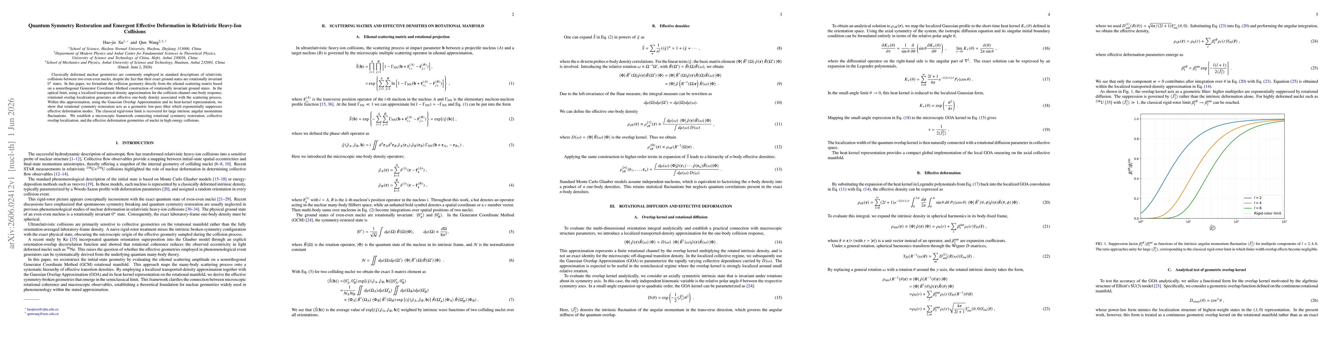 Thumbnail for Quantum Symmetry Restoration and Emergent Effective Deformation in Relativistic Heavy-Ion Collisions