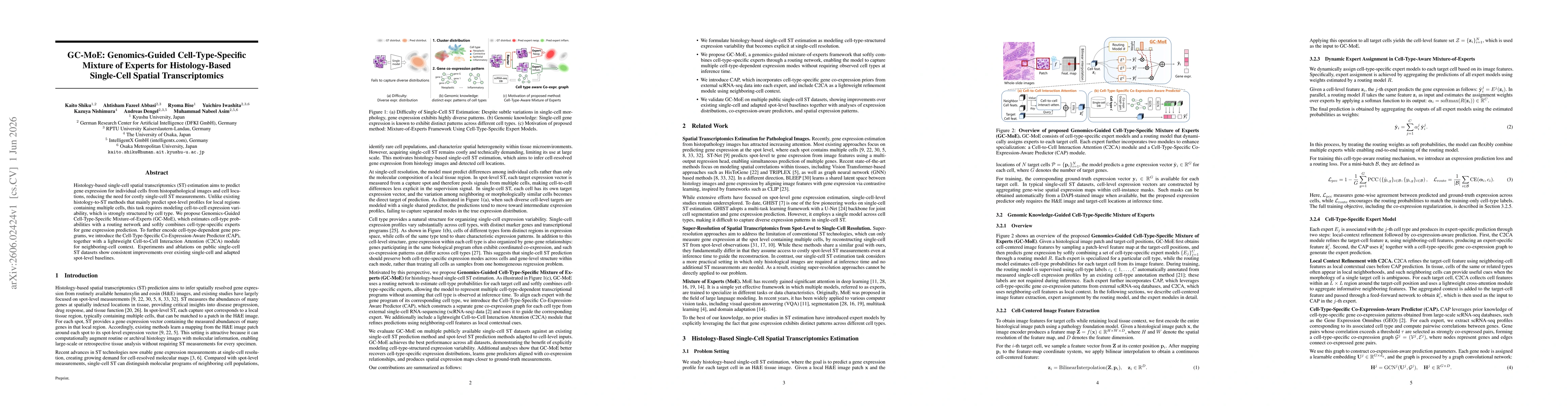 Thumbnail for GC-MoE: Genomics-Guided Cell-Type-Specific Mixture of Experts for Histology-Based Single-Cell Spatial Transcriptomics
