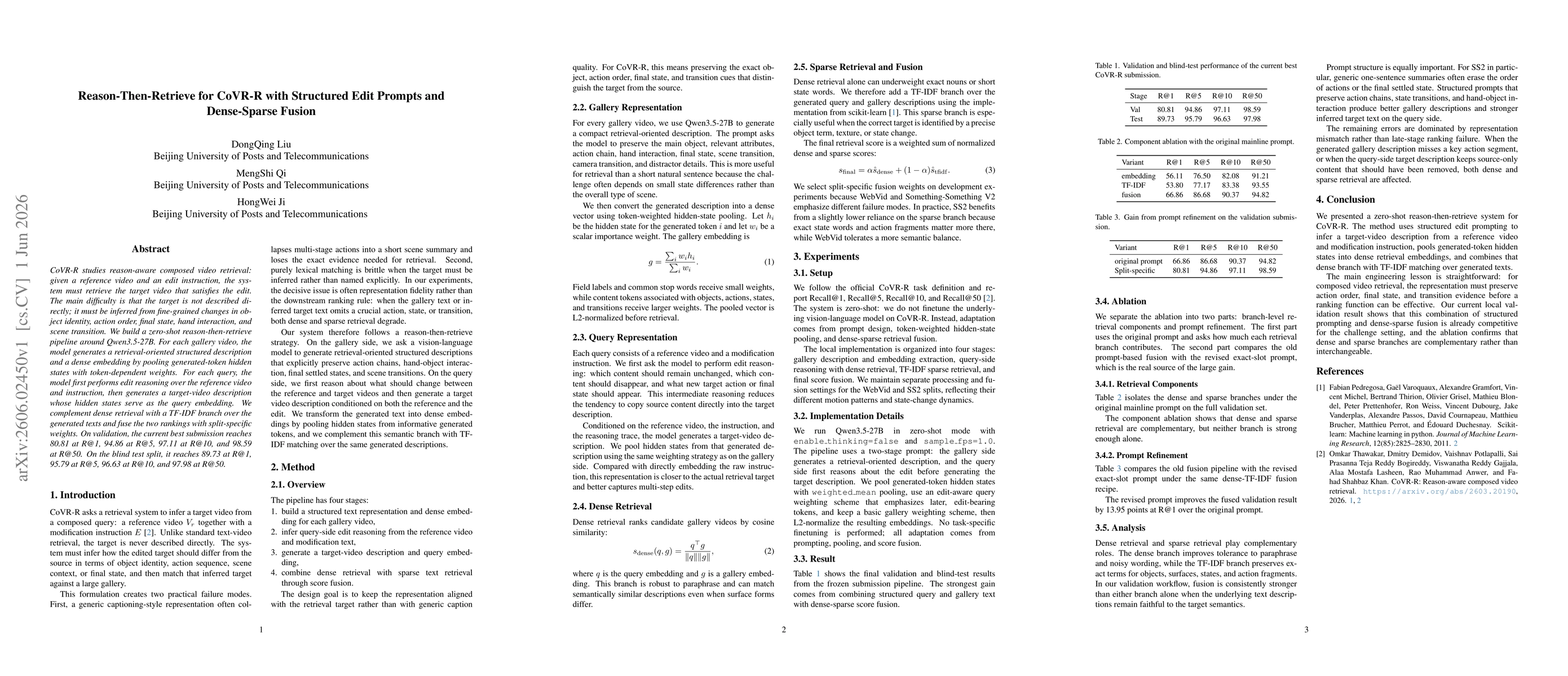Thumbnail for Reason-Then-Retrieve for CoVR-R with Structured Edit Prompts and Dense-Sparse Fusion