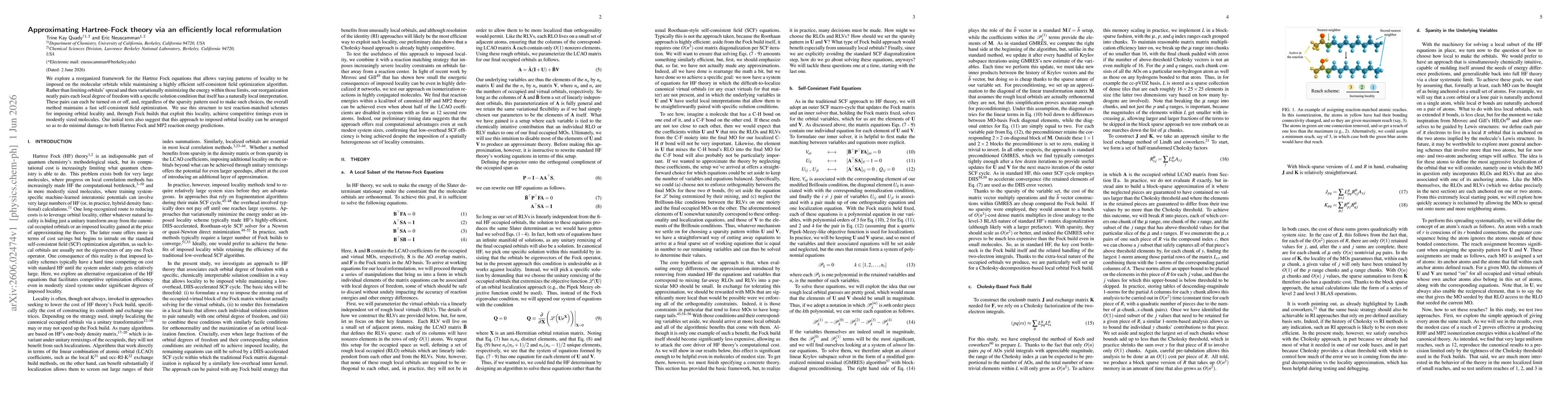 Thumbnail for Approximating Hartree-Fock theory via an efficiently local reformulation
