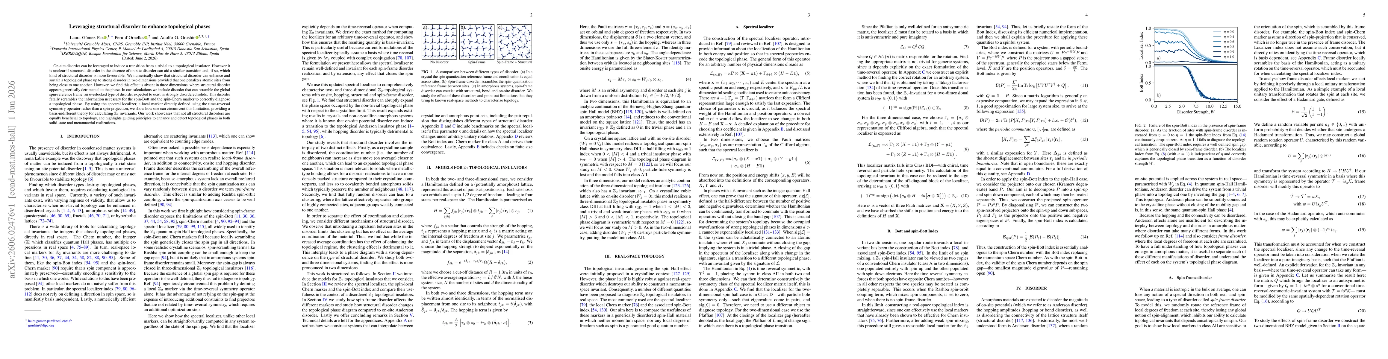 Thumbnail for Leveraging structural disorder to enhance topological phases
