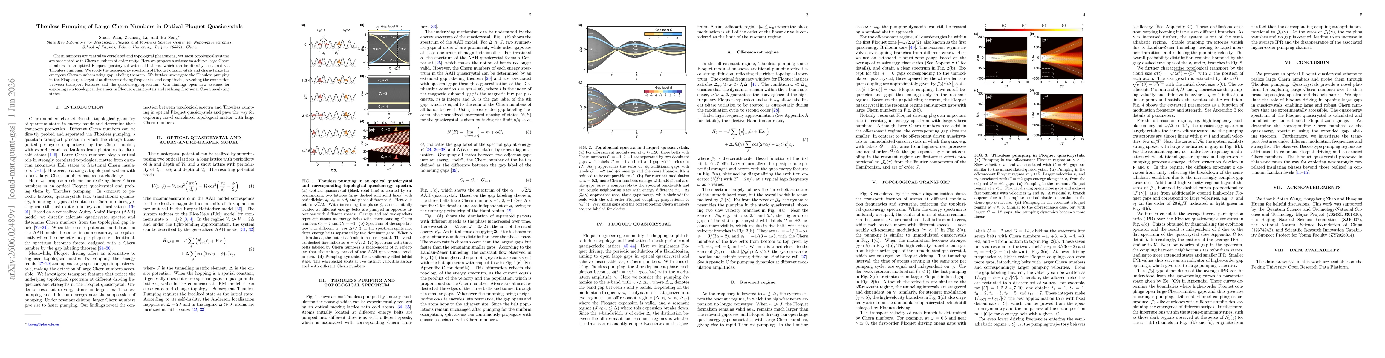Thumbnail for Thouless Pumping of Large Chern Numbers in Optical Floquet Quasicrystals