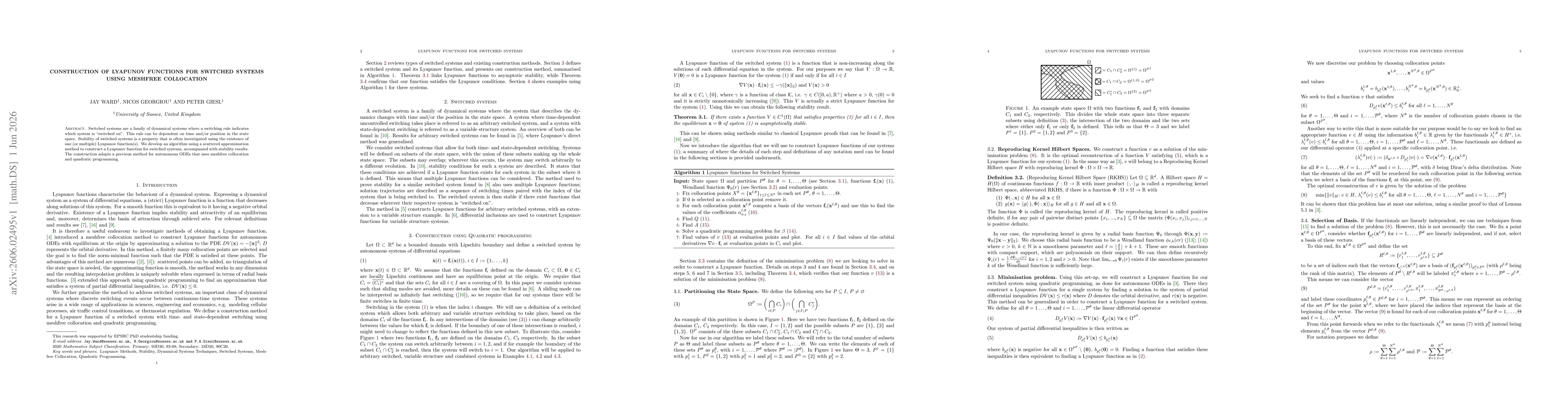Thumbnail for Construction of Lyapunov Functions for Switched Systems using Meshfree Collocation
