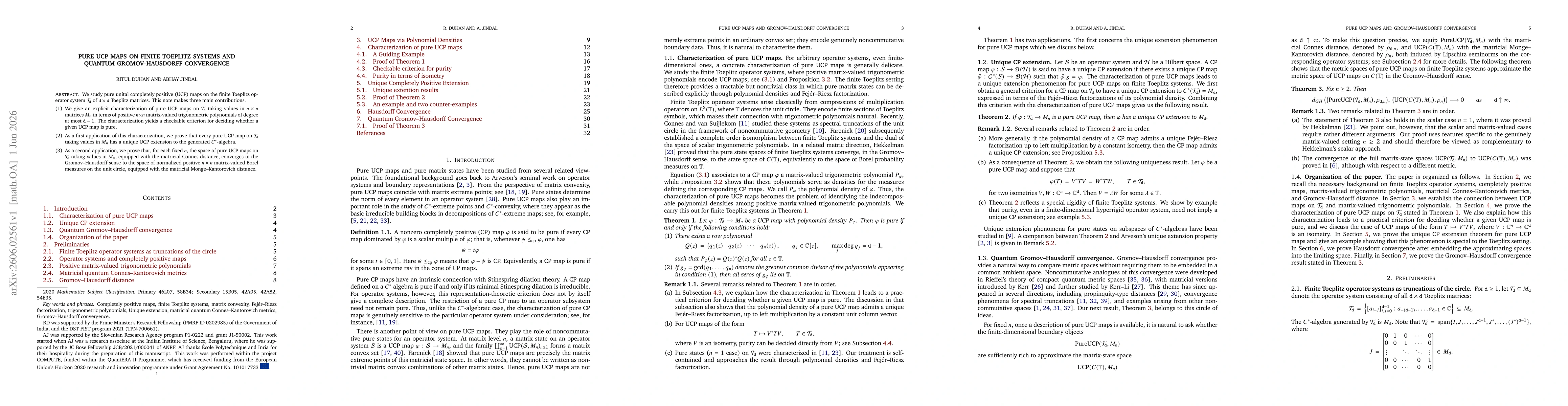 Thumbnail for Pure UCP Maps on Finite Toeplitz Systems and Quantum Gromov--Hausdorff Convergence