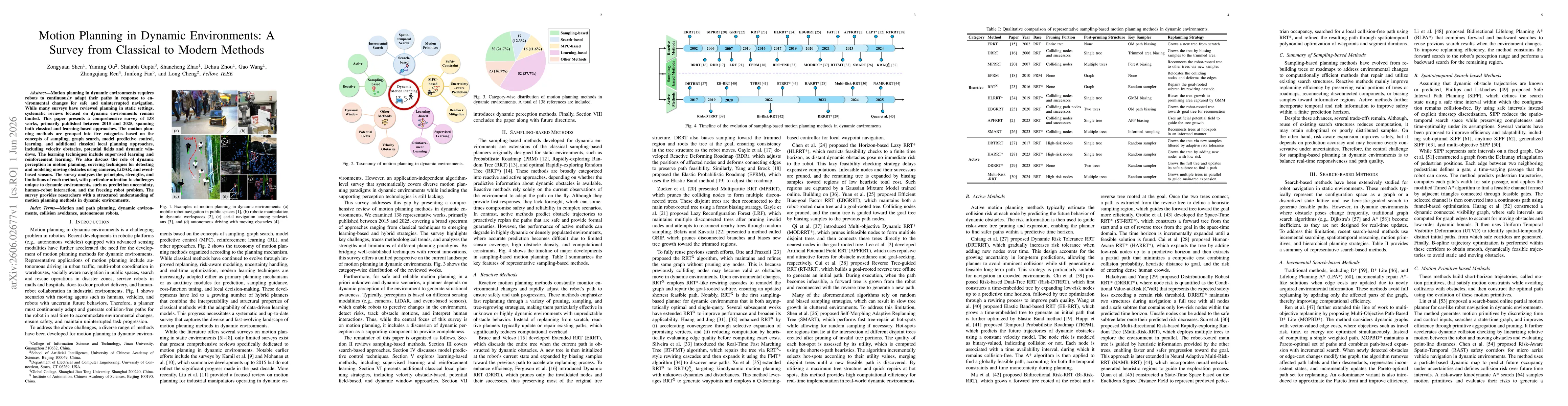 Thumbnail for Motion Planning in Dynamic Environments: A Survey from Classical to Modern Methods
