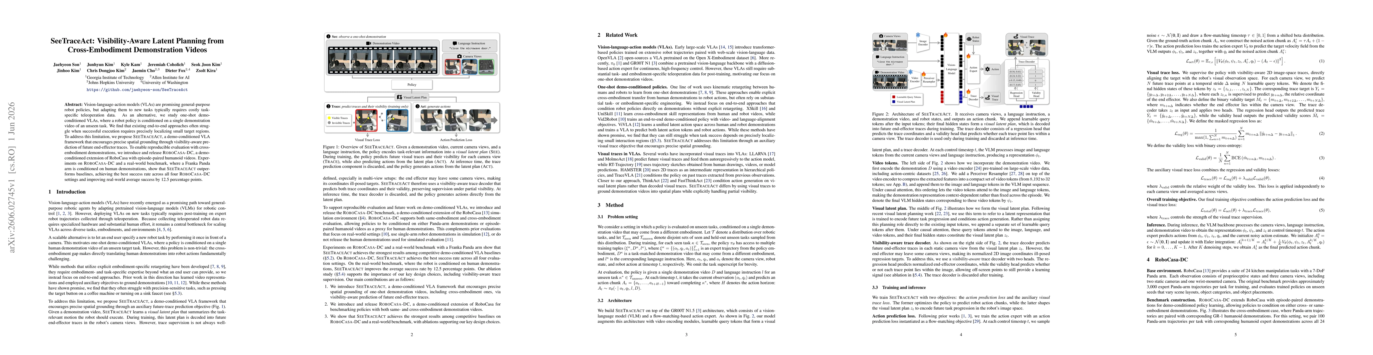 Thumbnail for SeeTraceAct: Visibility-Aware Latent Planning from Cross-Embodiment Demonstration Videos
