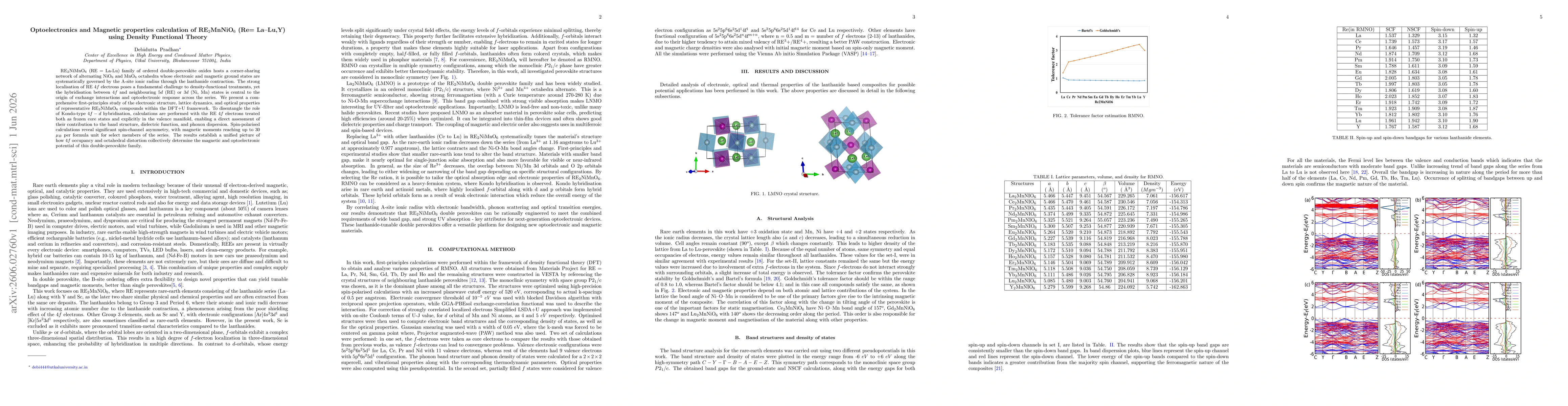 Thumbnail for Optoelectronics and Magnetic properties calculation of RE$_2$MnNiO$_6$ (RE=La-Lu,Y) using Density Functional Theory
