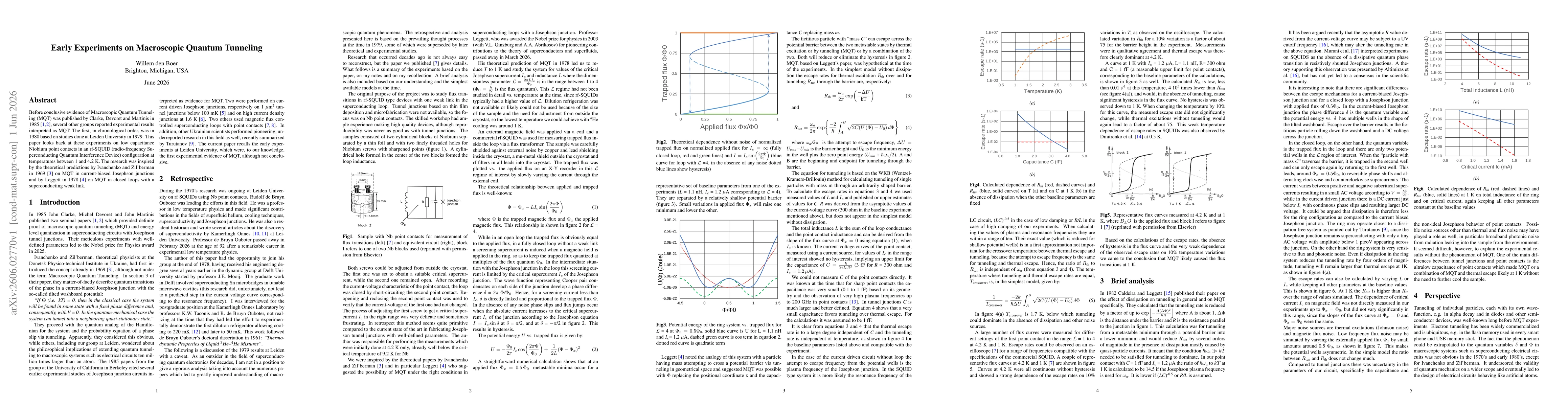 Thumbnail for Early Experiments on Macroscopic Quantum Tunneling