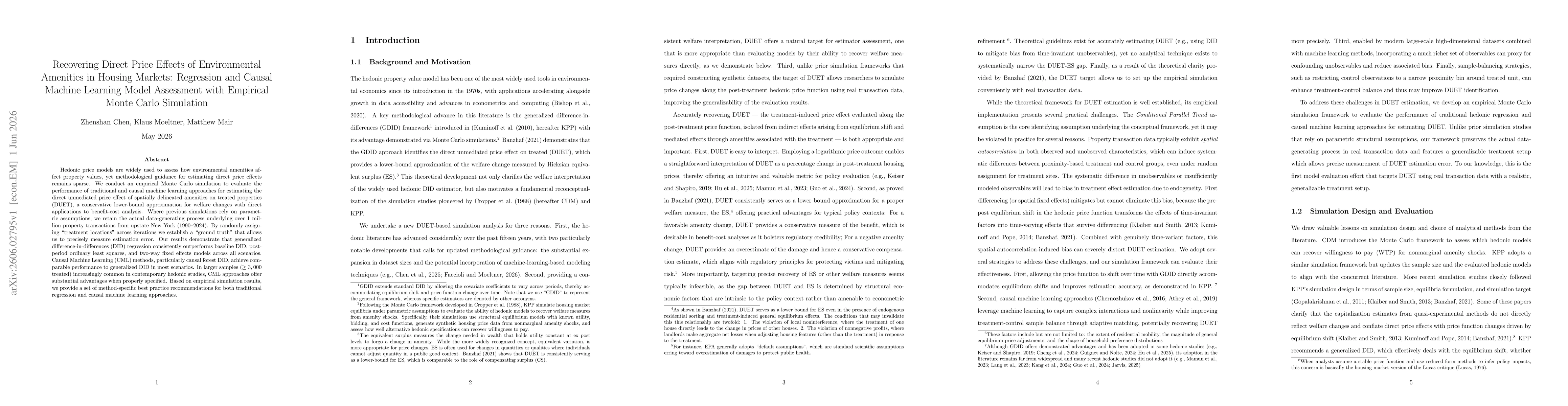 Thumbnail for Recovering Direct Price Effects of Environmental Amenities in Housing Markets: Regression and Causal Machine Learning Model Assessment with Empirical Monte Carlo Simulation