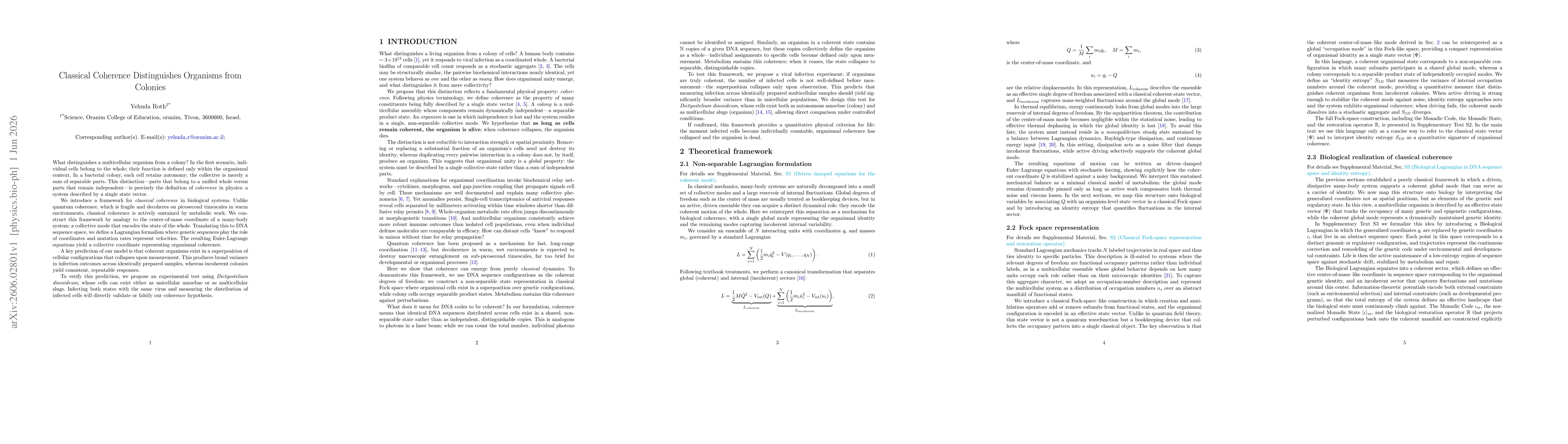 Thumbnail for Classical Coherence Distinguishes Organisms from Colonies