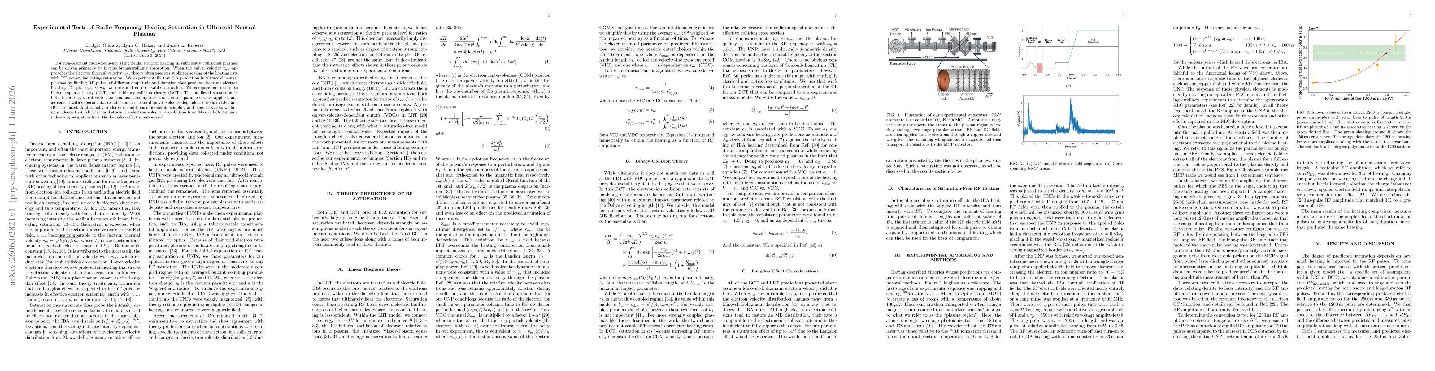Thumbnail for Experimental Tests of Radio-Frequency Heating Saturation in Ultracold Neutral Plasmas