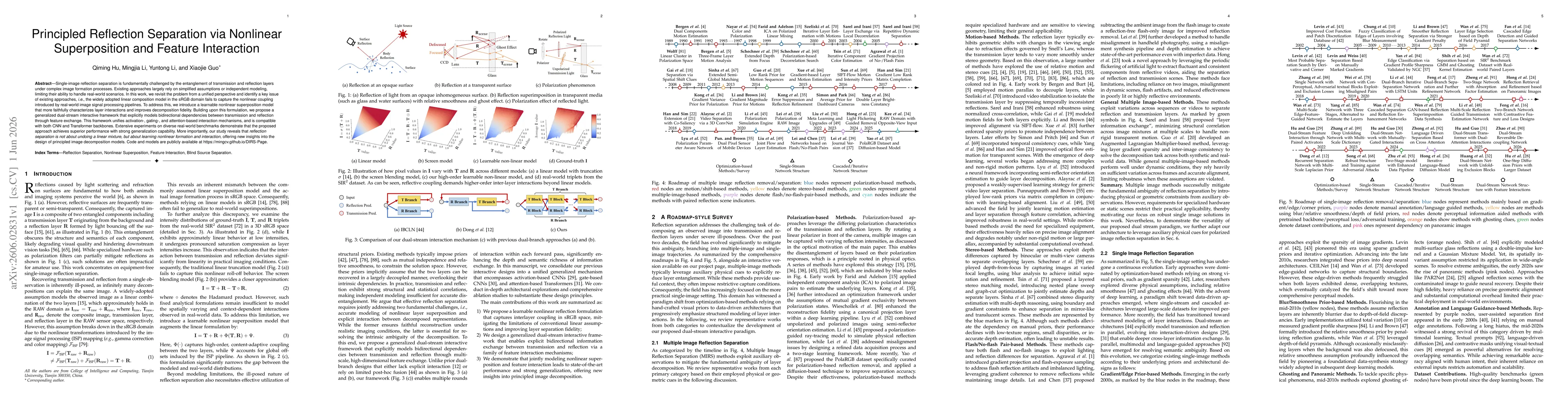 Thumbnail for Principled Reflection Separation via Nonlinear Superposition and Feature Interaction