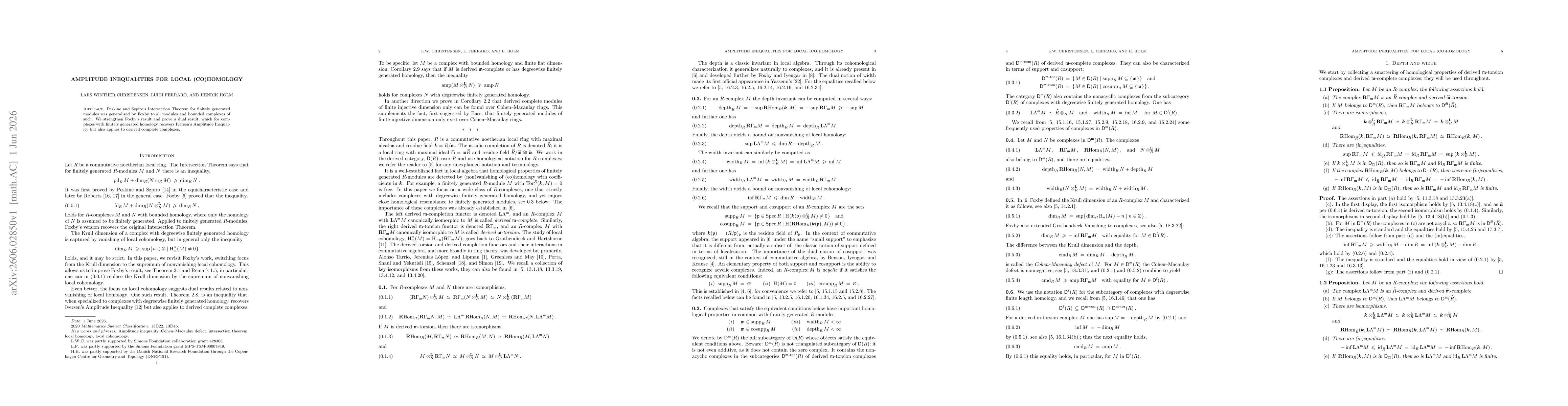 Thumbnail for Amplitude inequalities for local (co)homology