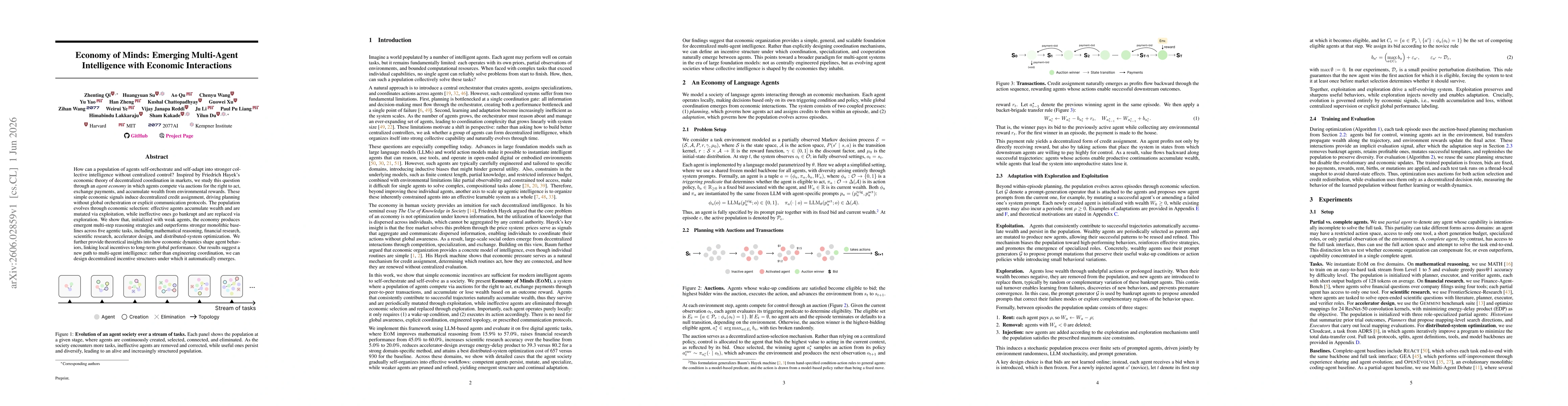 Thumbnail for Economy of Minds: Emerging Multi-Agent Intelligence with Economic Interactions