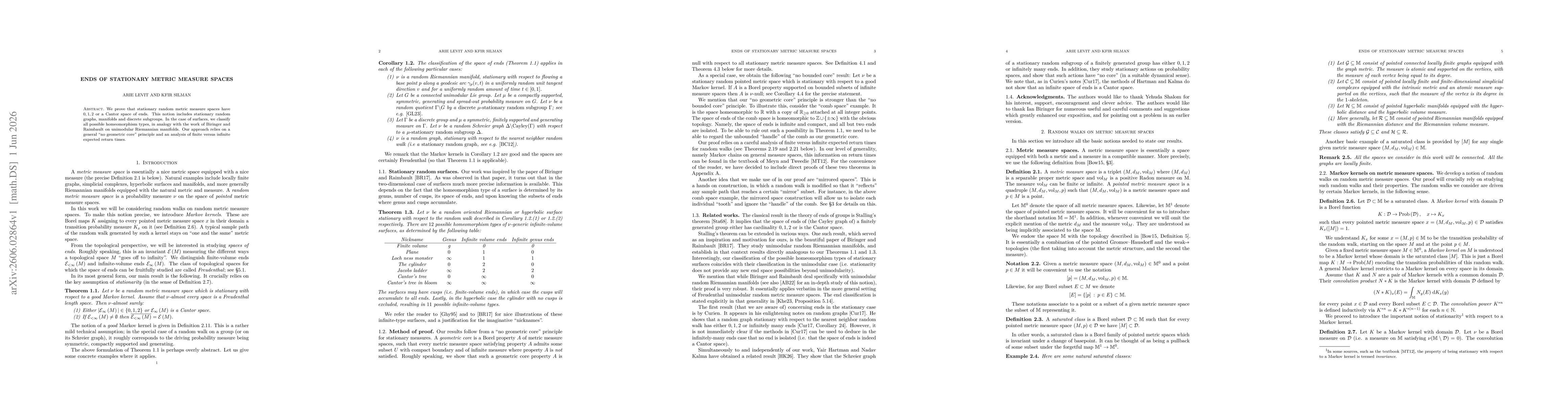 Thumbnail for Ends of stationary metric measure spaces