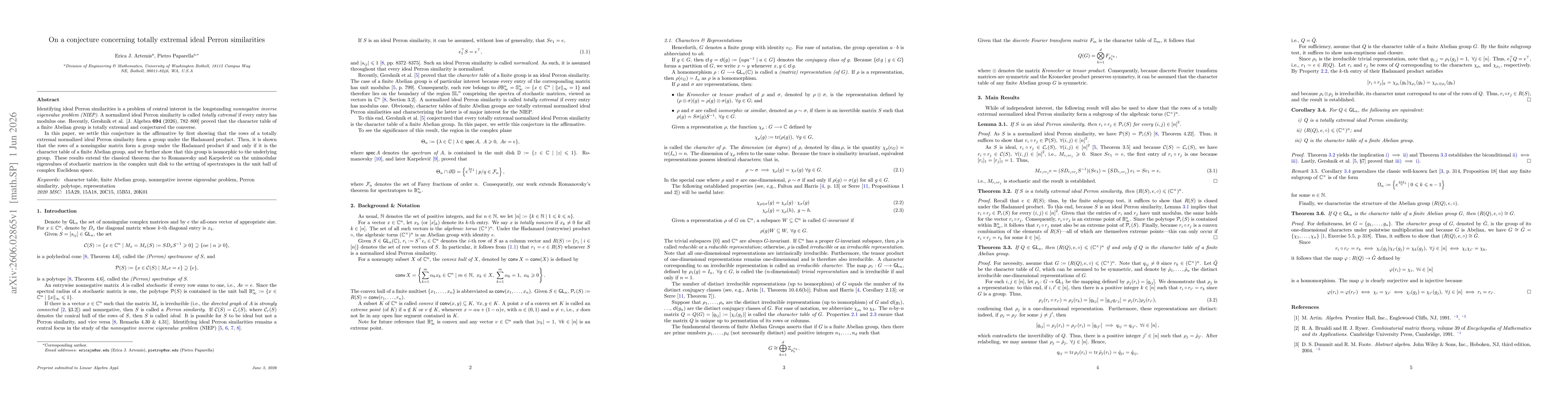 Thumbnail for On a conjecture concerning totally extremal ideal Perron similarities