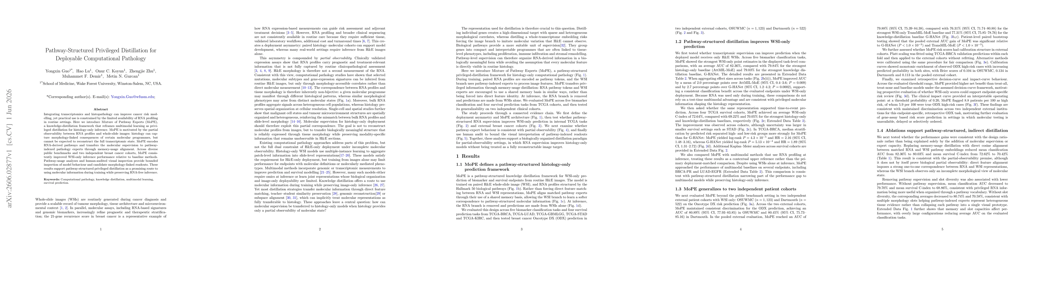 Thumbnail for Pathway-Structured Privileged Distillation for Deployable Computational Pathology