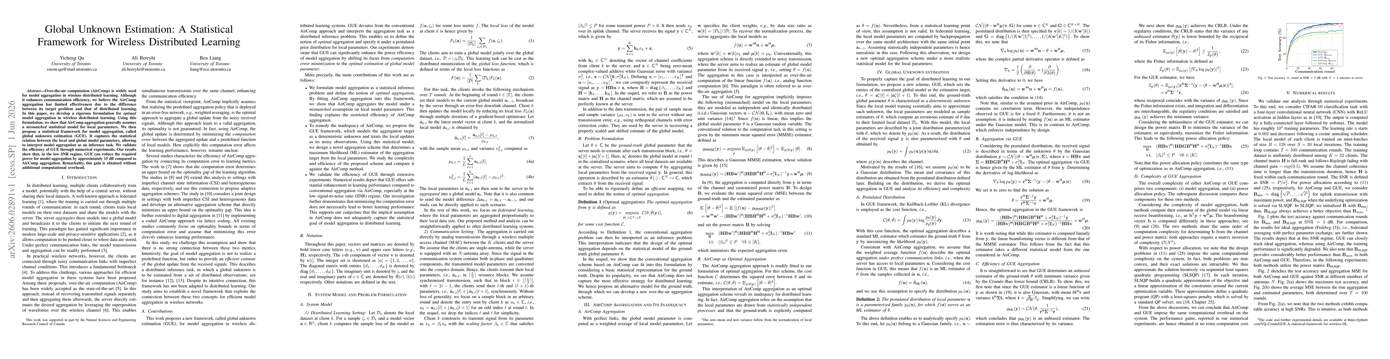 Thumbnail for Global Unknown Estimation: A Statistical Framework for Wireless Distributed Learning