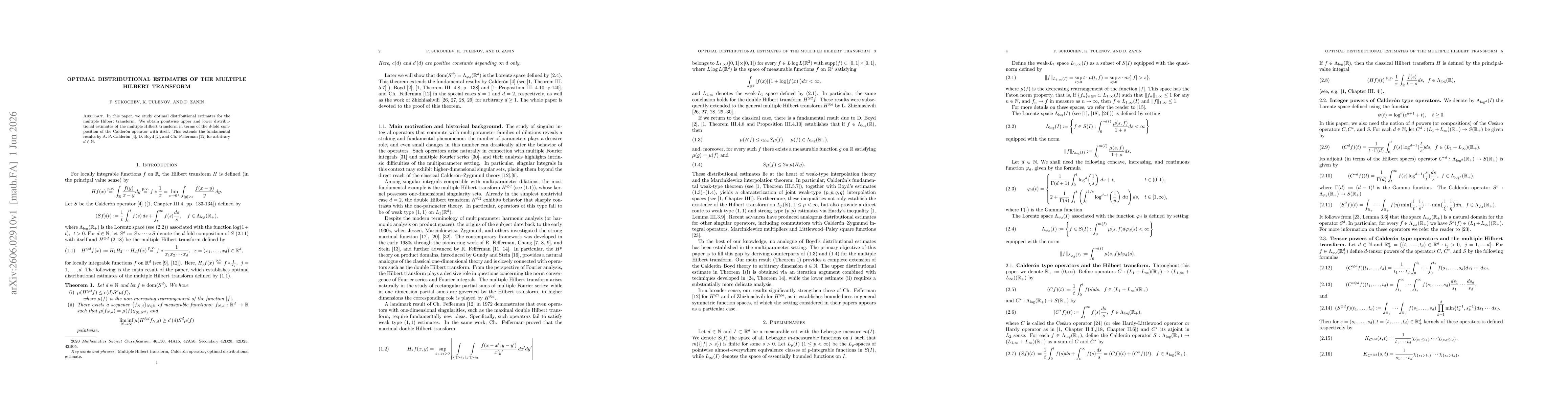Thumbnail for Optimal distributional estimates of the multiple Hilbert transform