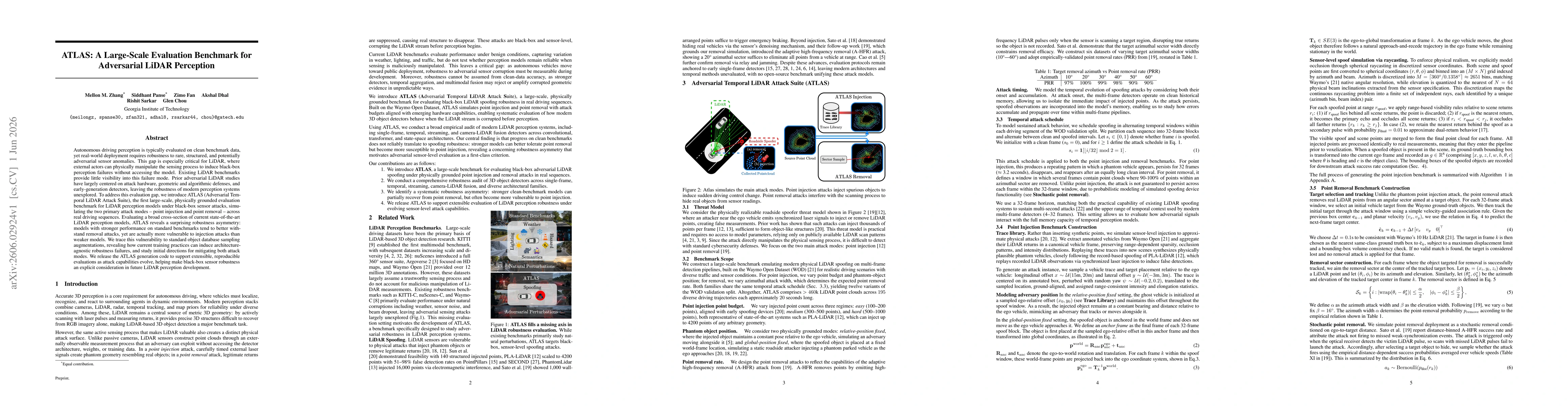 Thumbnail for ATLAS: A Large-Scale Evaluation Benchmark for Adversarial LiDAR Perception