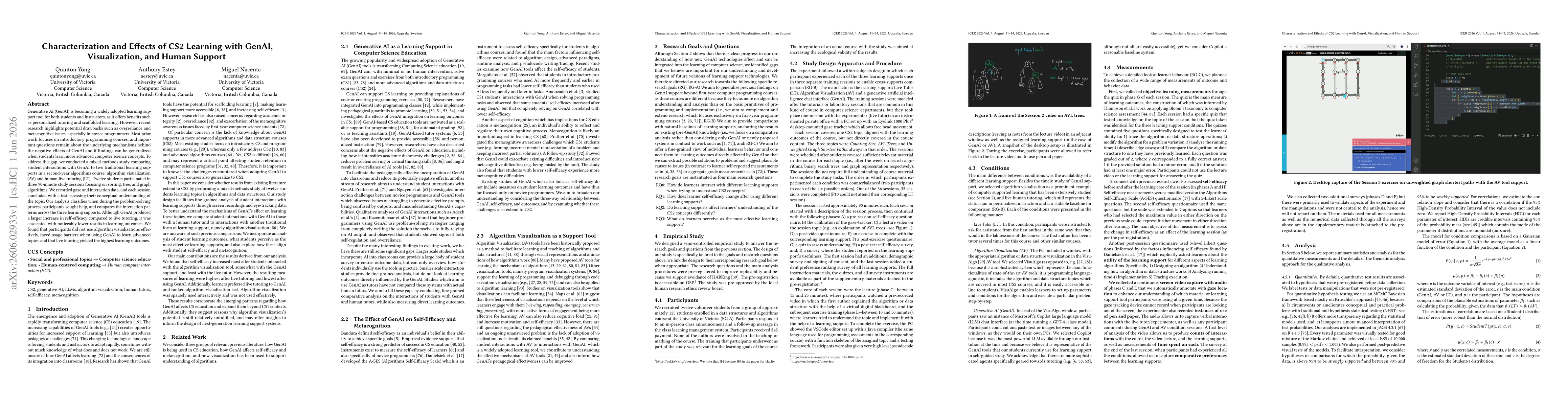 Thumbnail for Characterization and Effects of CS2 Learning with GenAI, Visualization, and Human Support