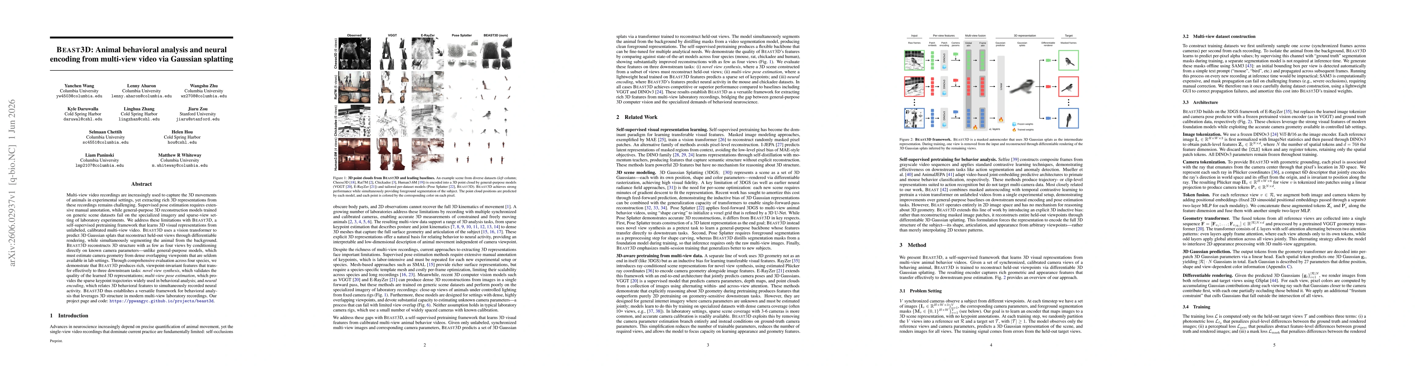 Thumbnail for BEAST3D: Animal behavioral analysis and neural encoding from multi-view video via Gaussian splatting