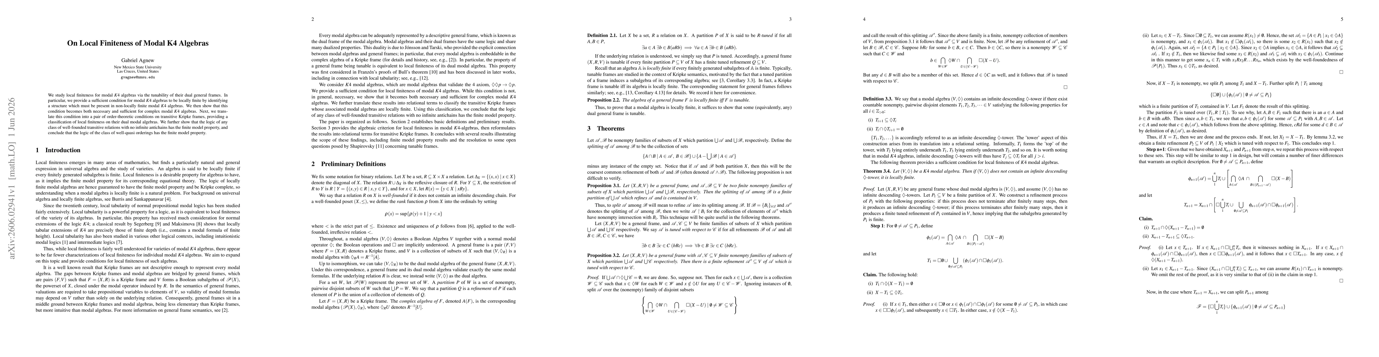 Thumbnail for On Local Finiteness of Modal K4 Algebras