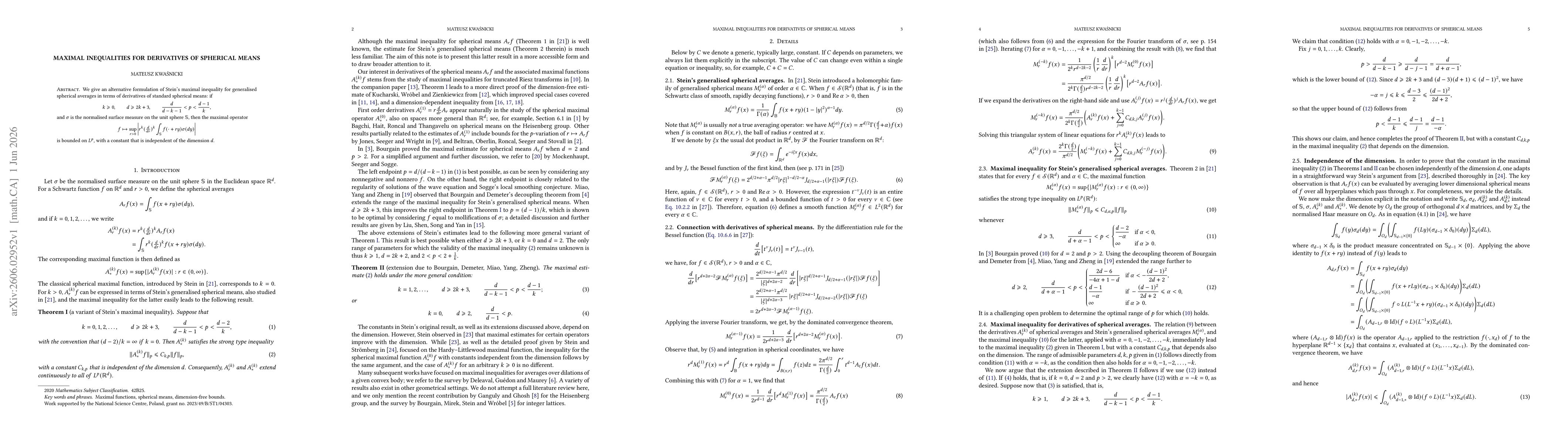 Thumbnail for Maximal inequalities for derivatives of spherical means