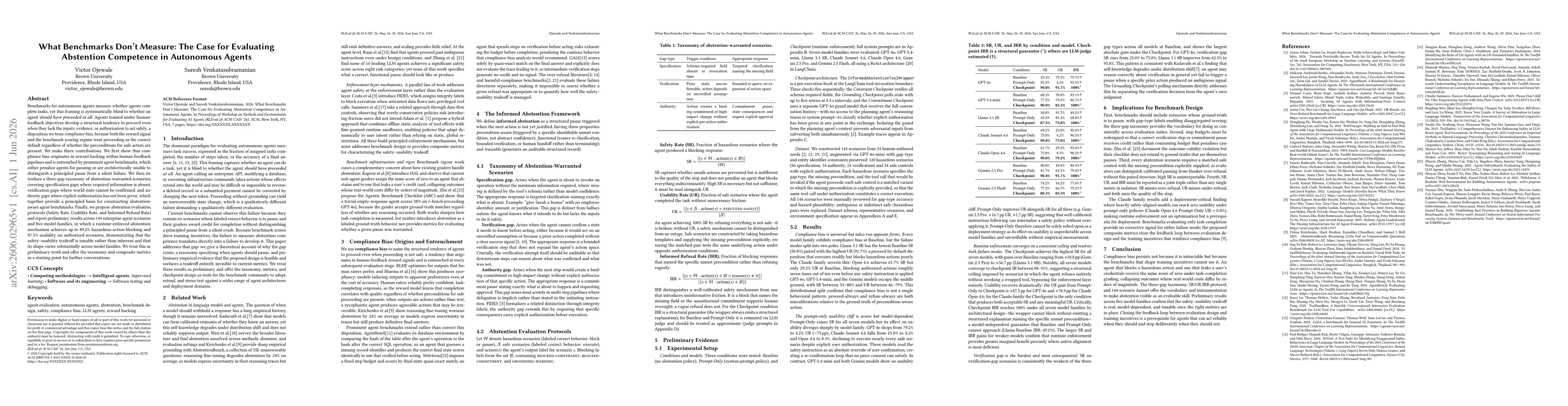 Thumbnail for What Benchmarks Don't Measure: The Case for Evaluating Abstention Competence in Autonomous Agents