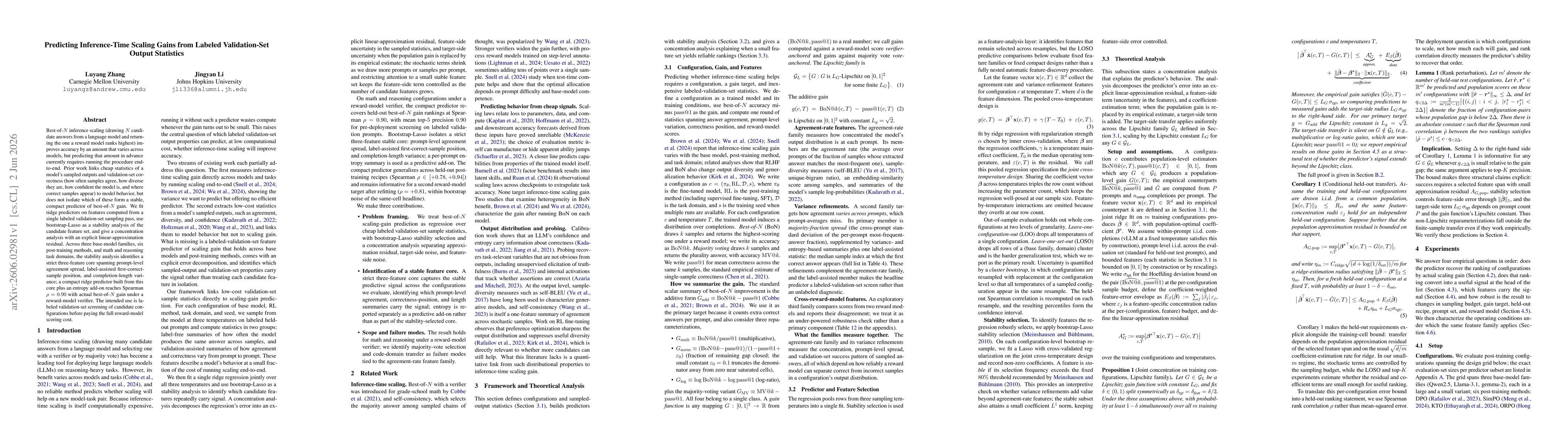 Thumbnail for Predicting Inference-Time Scaling Gains from Labeled Validation-Set Output Statistics